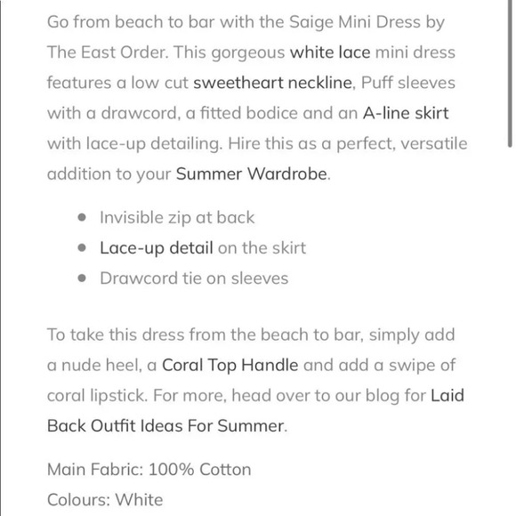 The East Order Saige white dress size Large - Picture 7 of 8